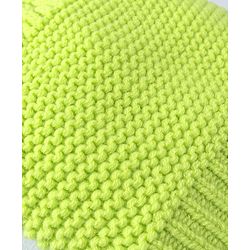 Babyhug Cable Knit Design Woollen Cap with Pom Pom Neon Green - Diameter 20cm