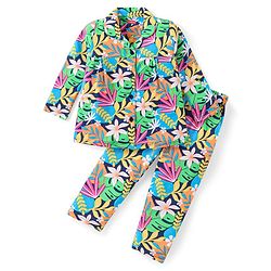 Babyhug Cotton Knit Full Sleeves Front Open Floral Printed Night Suit - Pink