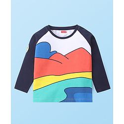Babyhug Cotton Knit Raglan Sleeves T-Shirt With Graphics - Navy Blue