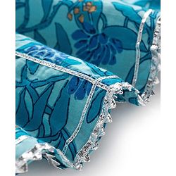 Babyhug Cotton Woven Three Fourth Sleeves Kurti Salwar Set with Dupatta & Floral Print - Aqua Blue