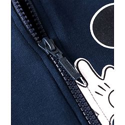 Babyhug Disney Single Jersey Knit Full Sleeves Front-Zipper Mickey Mouse Graphic Print Hooded Jacket with with T-Shirt & Joggers Set - Red Navy Blue & White
