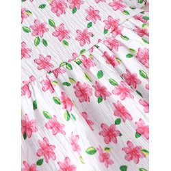 Babyhug Single Jersey Knit Frill Sleeves Floral Printed Top & Leggings Set - White & Pink
