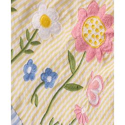 Babyhug Woven Sleeveless Flared Frock Floral Embroidered & Bow Applique With Headband - Light Yellow