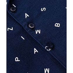 Babyhug Cotton Single Jersey Knit Full Sleeves Night Suit Text Print - Navy Blue