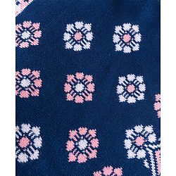 Babyhug Knitted Full Sleeves A-Line Woollen Dress With Floral Design - Navy Blue