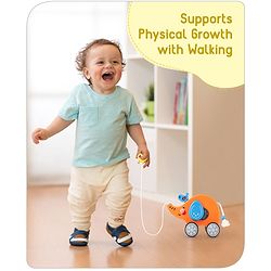 Babyhug Premium Battery Operated Elephant Pull Along Toy With Music & Lights - Orange