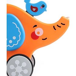 Babyhug Premium Battery Operated Elephant Pull Along Toy With Music & Lights - Orange