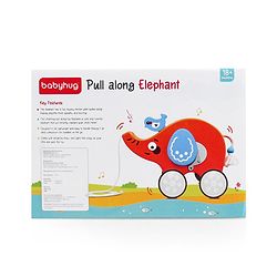 Babyhug Premium Battery Operated Elephant Pull Along Toy With Music & Lights - Orange