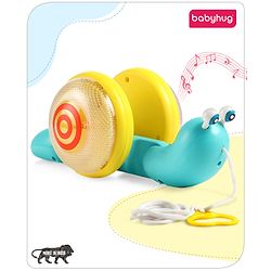 Babyhug Premium Battery Operated Snail Pull Along Toy With Music & Lights - Sky Blue
