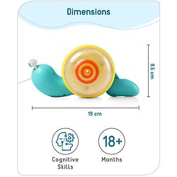 Babyhug Premium Battery Operated Snail Pull Along Toy With Music & Lights - Sky Blue