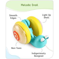 Babyhug Premium Battery Operated Snail Pull Along Toy With Music & Lights - Sky Blue