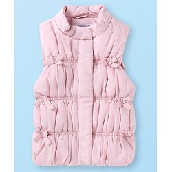Babyhug Woven Sleeveless Padded Winter Jacket with Pockets - Pink