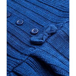 Babyhug Knitted Full Sleeves Winter Dress with Bow Applique - Royal Blue
