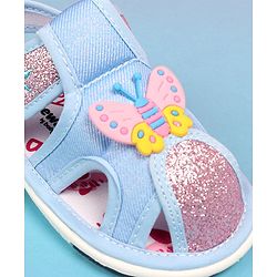 Cute Walk by Babyhug Velcro Closure Sandals with Butterfly Applique - Blue