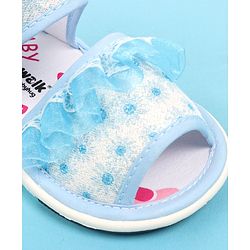 Cute Walk by Babyhug Velcro Closure Sandal With Polka Dot Print & Frill Detailing - Blue
