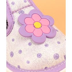 Cute Walk by Babyhug Velcro Closure Casual Shoes With Polka Dot Print & Flower Applique - Purple