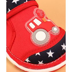 Cute Walk by Babyhug Velcro Closure Casual Shoes with Car Design - Red