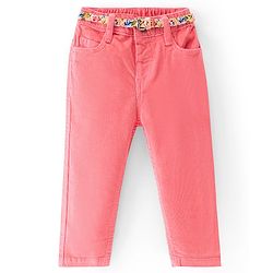 Babyhug Cotton Woven Solid Colour Corduroy Pant With Stretch - Peach