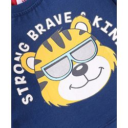 Babyhug Full Sleeves Overlapped T-Shirt With Lion Graphics - Navy Blue