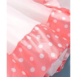 Babyhug Woven Dress With Full Sleeves Shrug Polka Dots Print - White & Peach