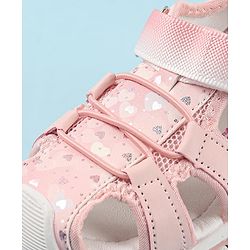 Cute Walk by Babyhug Velcro Closure Sandals with Hearts & Glitter Print - Fuchsia