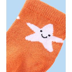 Cute Walk by Babyhug Knit Anti-Bacterial Ankle Length Socks with Striped & Star Design Pack of 3 - Orange White & Blue