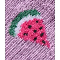 Cute Walk by Babyhug Knit Anti-Bacterial Ankle Length Socks with Watermelon Pineapple & Orange Design Pack of 3 - Pink Mint & Purple