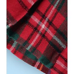 Babyhug Cotton Knit Full Sleeves Checkered Collared Top Skirt & Vest - Red