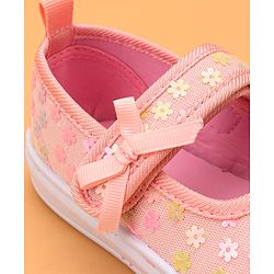 Cute Walk by Babyhug Velcro Closure Casual Shoes With Floral & Bow Applique - Pink