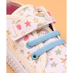 Cute Walk by Babyhug Velcro Closure Casual Shoes Unicorn Printed - Beige