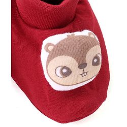 Babyhug 100% Cotton Knit Full Sleeves Chipmunk Printed Romper with Headband & Booties - Dark Pink