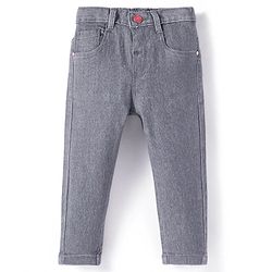 Babyhug Denim Full Length Washed Jeans with Stretch Solid Colour - Grey