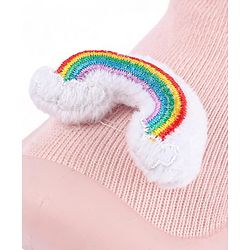 Cute Walk by Babyhug Rainbow Applique Slip On Sock Shoes- Pink