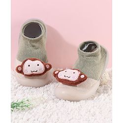 Cute Walk by Babyhug Velcro Sandals Text Print with Applique - Grey