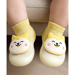 Cute Walk by Babyhug Puppy Applique Slip On Sock Shoes - Yellow