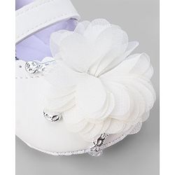 Cute Walk by Babyhug Slip On Booties with Floral Corsage & Velcro Closure - White