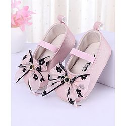 Cute Walk by Babyhug Ribbon Bow Applique Slip On Ballerina Booties - Pink