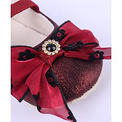 Cute Walk by Babyhug Ribbon Bow Applique Slip On Ballerina Booties - Red