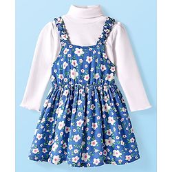Babyhug Woven Checkered Frock With Full Sleeves Jacket - White & Black main image 1