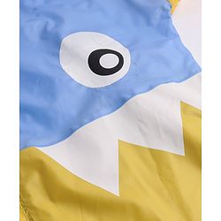 Babyhug Full Sleeves Below Knee Length Hooded Raincoat Monster Print - Yellow Blue