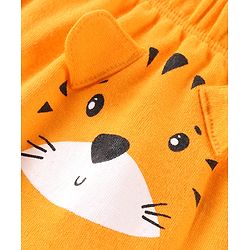 Babyhug Interlock Cotton Knit Full Length Striped Diaper Leggings With Tiger Print Pack of 3 - Blue & Yellow