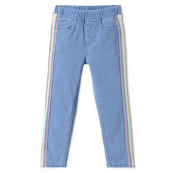 Babyhug Full Length Stretchable Washed Denim Joggers- Blue main image 1