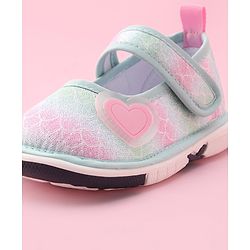 Cute Walk by Babyhug Velcro Closure Casual Shoes With Heart Patch Applique - Green