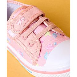 Cute Walk by Babyhug Casual Shoes with Velcro Closure & Butterfly Print - Peach