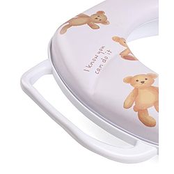 Babyhug Baby Potty Seat with Handle & Bear Print - White