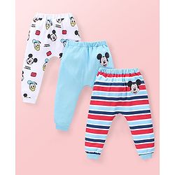 Babyhug Disney Lycra Diaper Leggings with Mickey Mouse Graphics Pack of 3- Multicolor