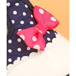 Cute Walk by Babyhug Musical Shoes with Velcro Closure Polka Dot Print - Navy Blue