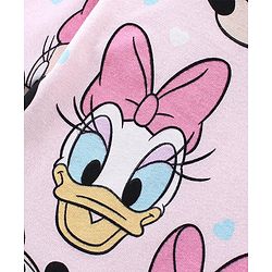 Babyhug Disney Cotton Knit Full Sleeves Night Suit with Minnie Mouse and Friends Print - Pink