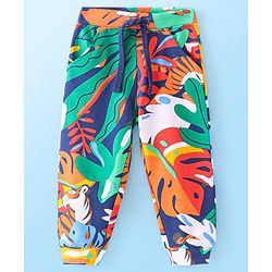 Babyhug Looper Cotton Knit Full Length Lounge Pant With Animal Print - Multicolour