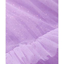 Babyhug Woven Cap Sleeves Glitter Mesh Dress With Bow Applique Sequins & Frill Detailing - Lavender